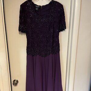 Brilliante by JA Beaded Lined Purple Dress, Size L
